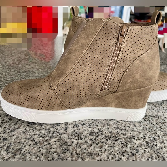 Athlefit Women’s Platform Wedge Sneakers Ankle Booties in Tan/Taupe (Size 7.5) - Picture 7 of 8